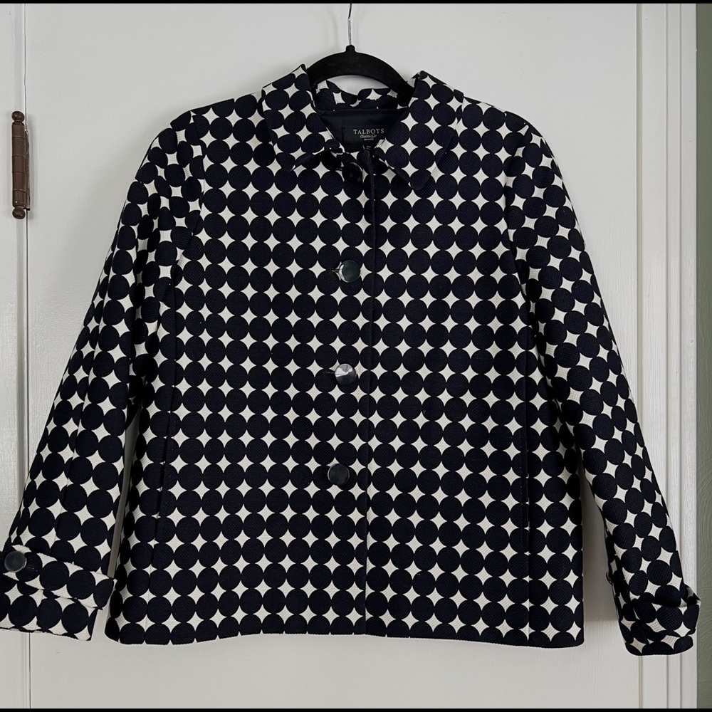 Talbots 50’s 60’s Mod Circle Pattern Blazer Size … - image 1